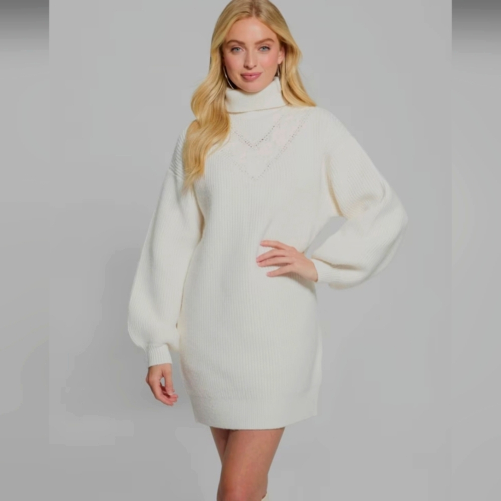 GUESS Eco Katie Turtleneck Sweater Dress SIZE LARGE NWT